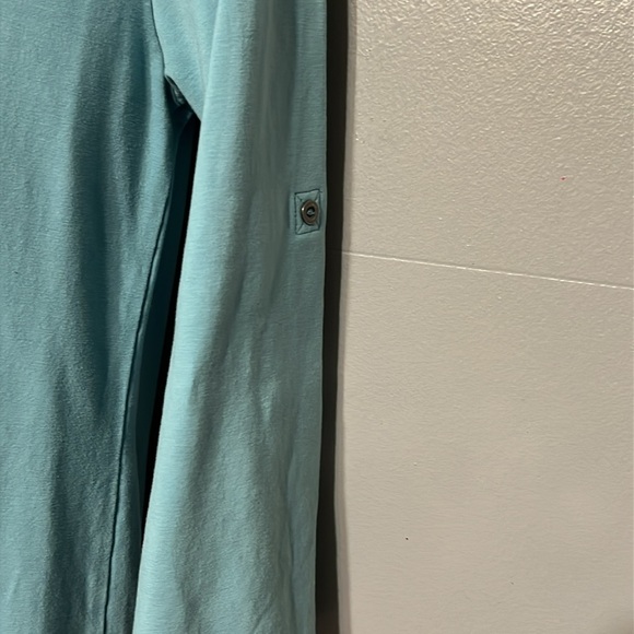 J. Jill Teal Perfect Pima Cotton Shirt Dress Small Scoop Neck 1/4 Sleeve Stretch - Picture 9 of 9
